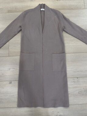 Aritzia Babaton Duster Cardigan Open Front Sweater Taupe XS